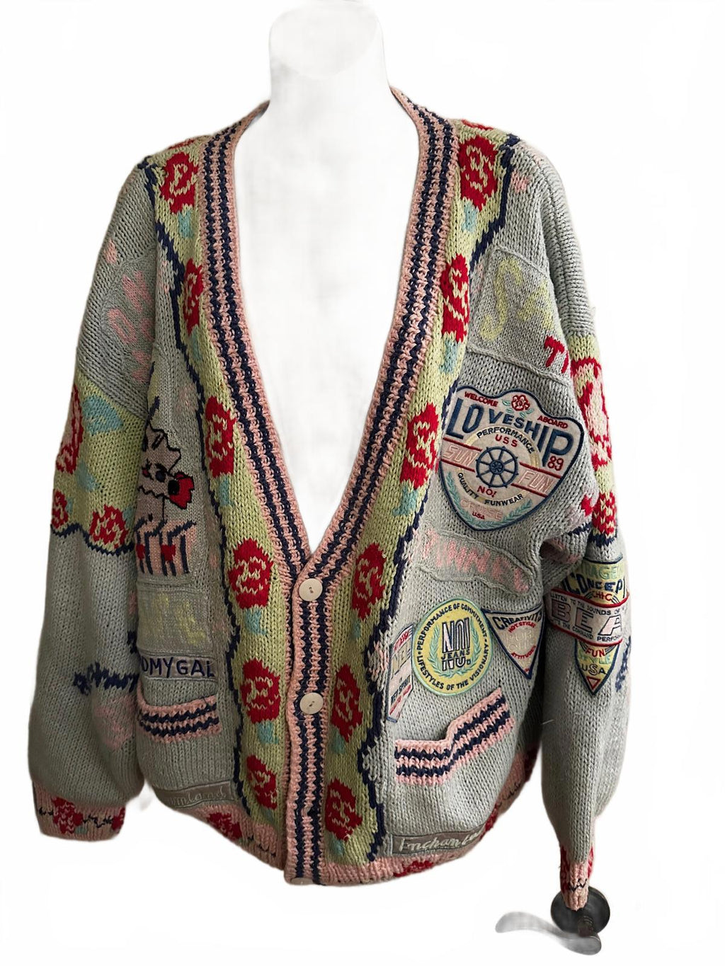 No! Vintage Patch Knit Cardigan L/XL