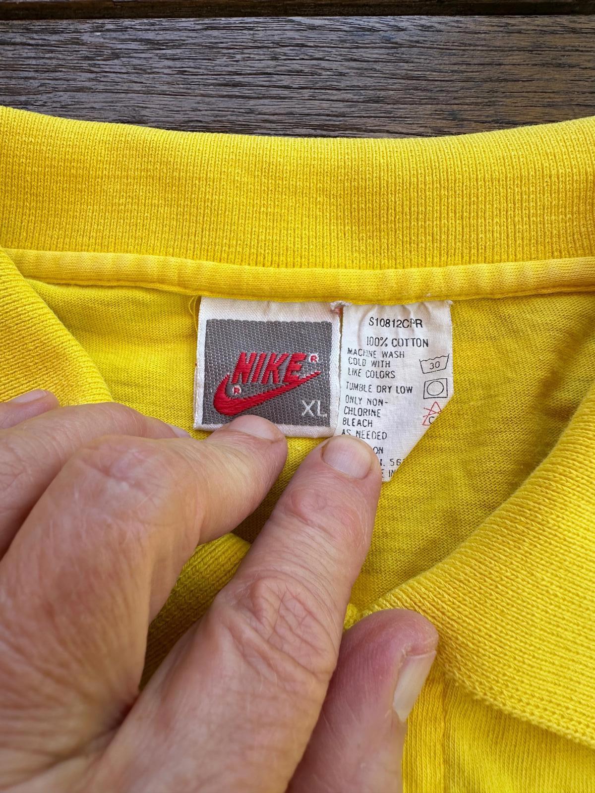 Vintage 90s Nike Yellow Polo Shirt – Size XL  White Embroidered Logo Made in USA