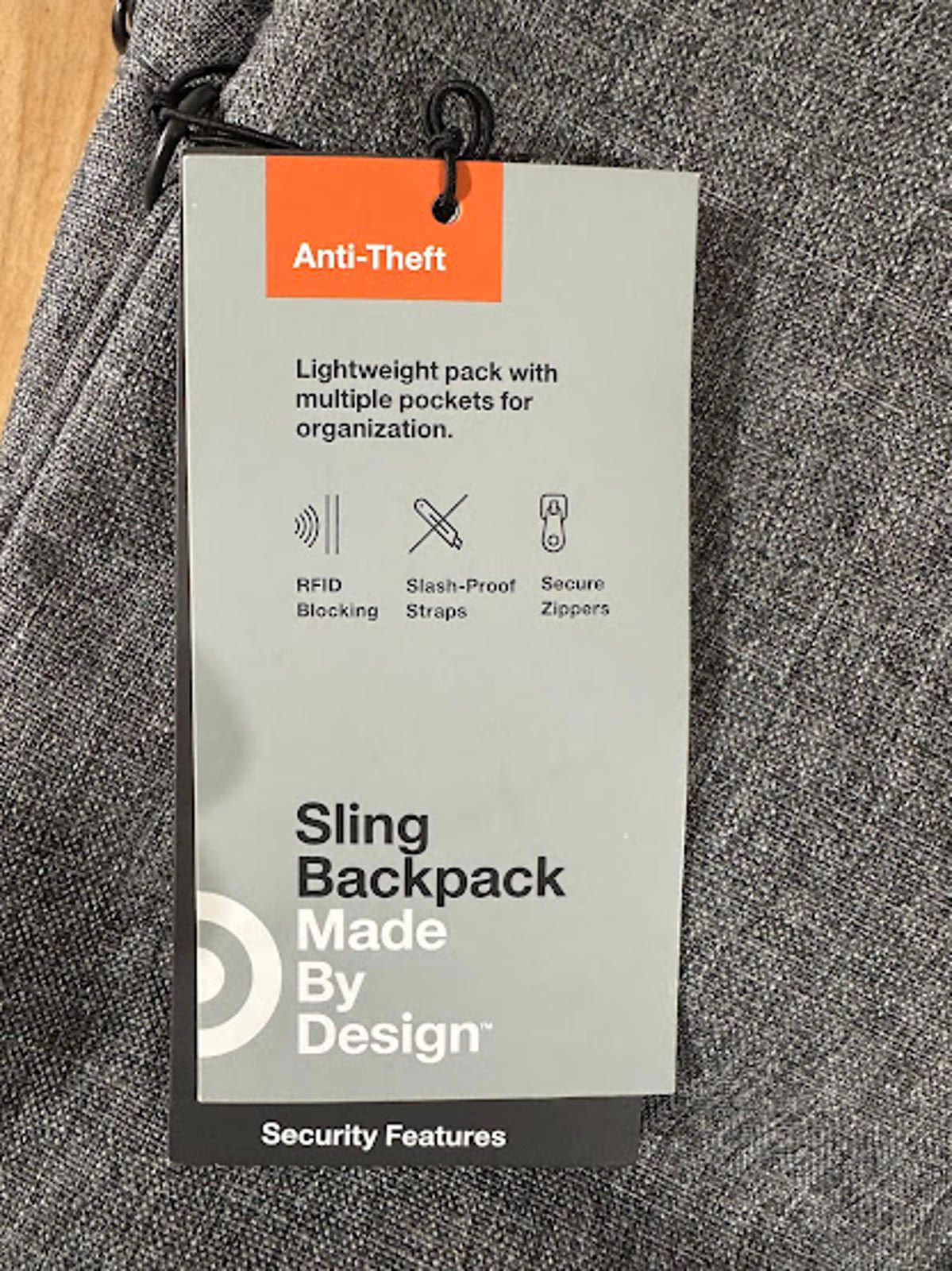 Made By Design Sling Backpack Gray Anti-Theft