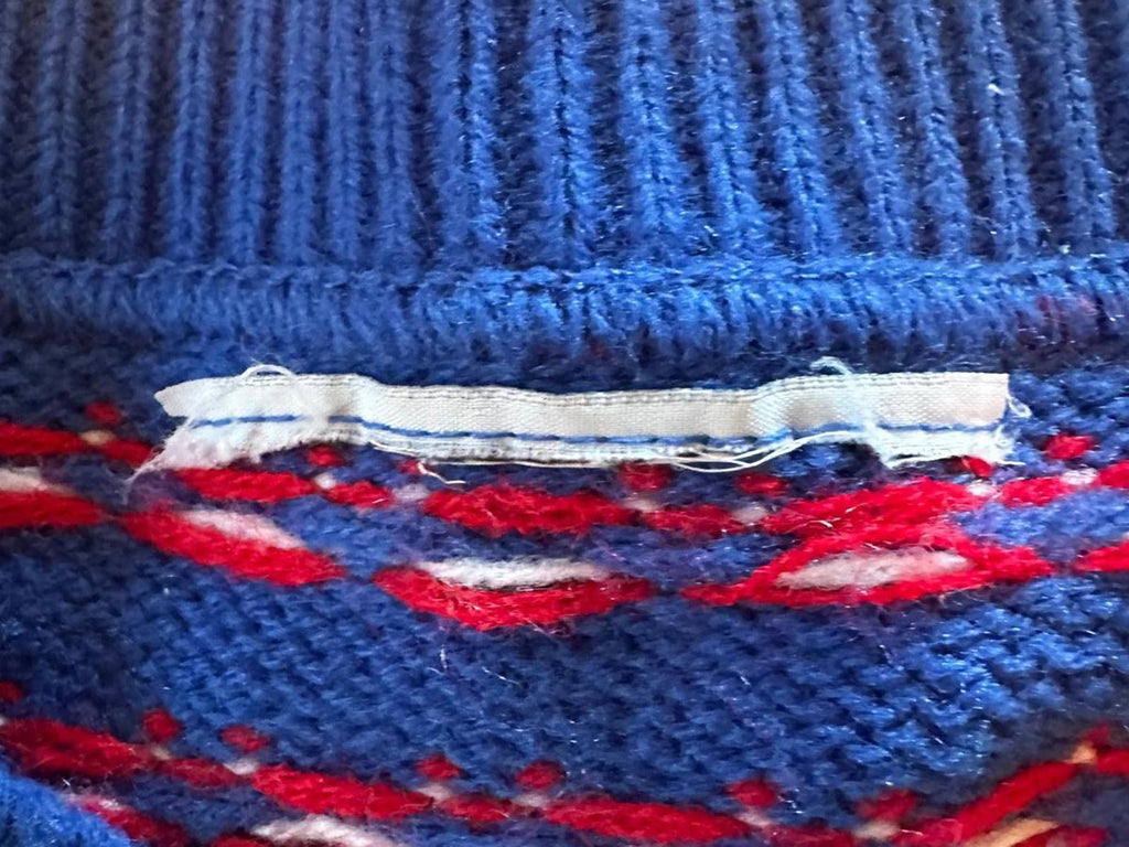 Vintage Cat Appliqué Novelty Knit Sweater Blue