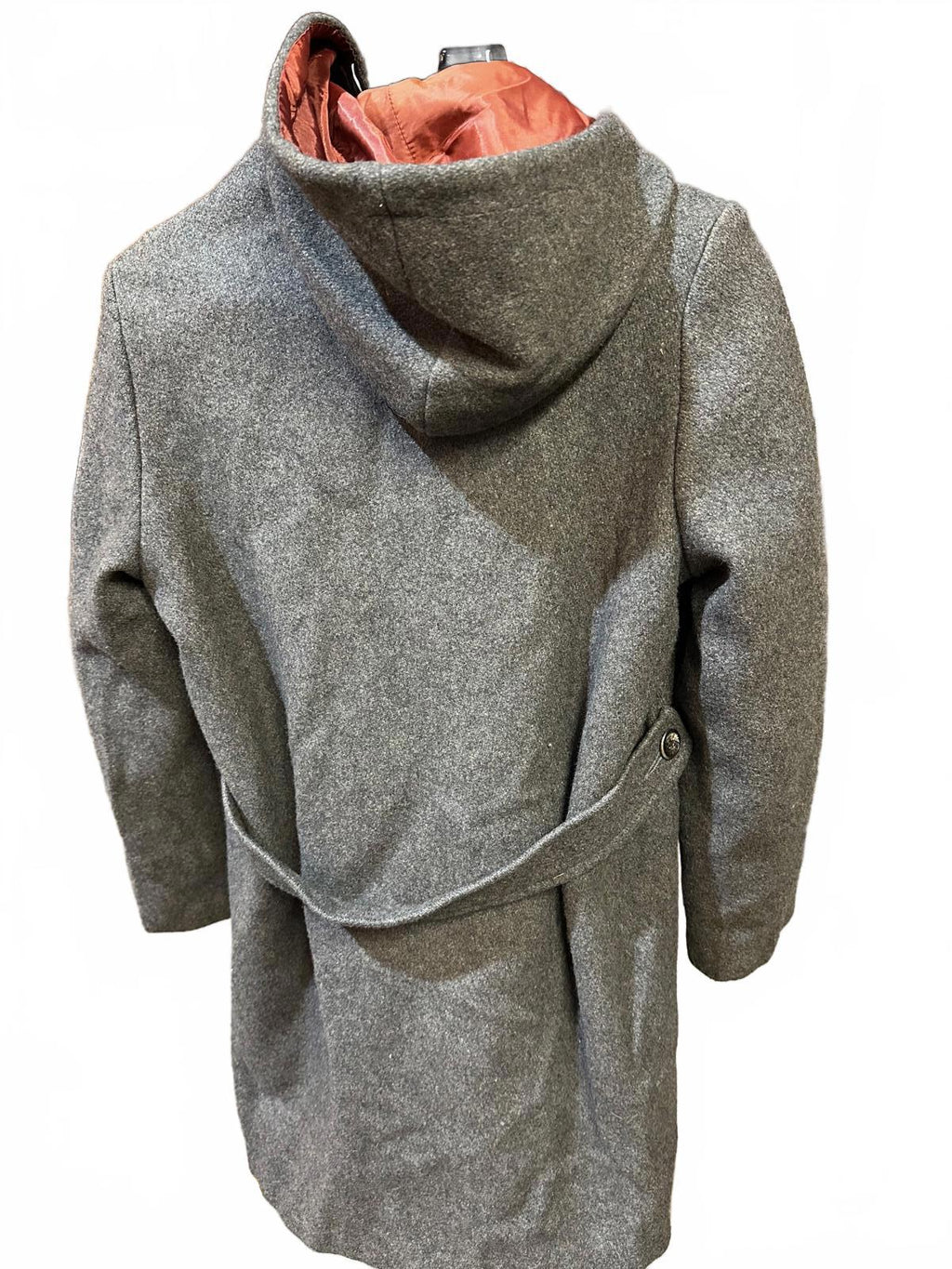 50's Davis of Boston Women’s Gray Wool Coat w/Red FauxFur Lining Mid-Century USA