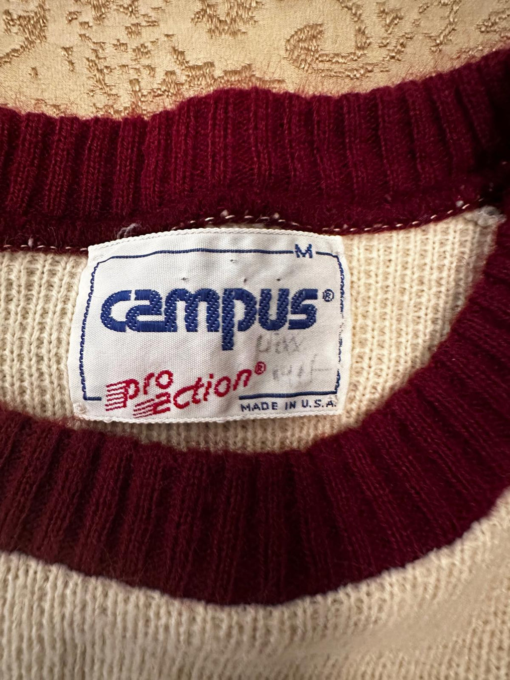 Vintage Campus Pro Action Striped Knit Sweater M