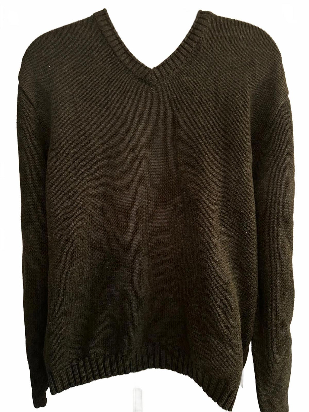J.Crew Olive Green Cotton V-Neck Sweater Medium