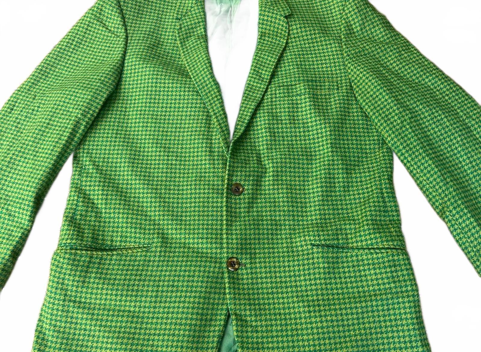 Vintage 1960s Smith’s 100% Cashmere Green Houndstooth Blazer