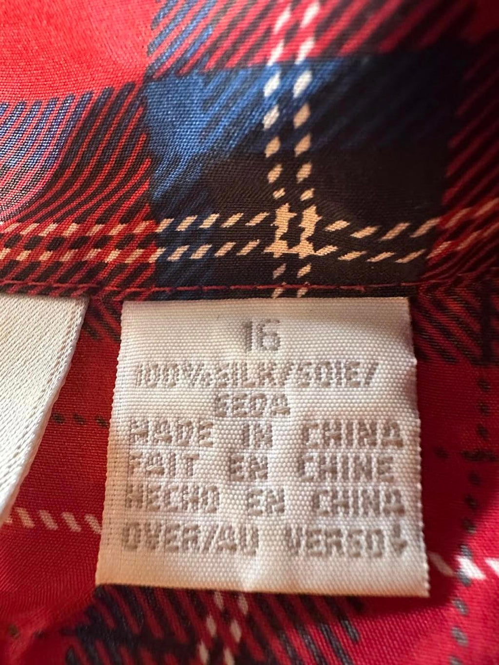 Elisabeth Red Plaid Silk Blouse 16