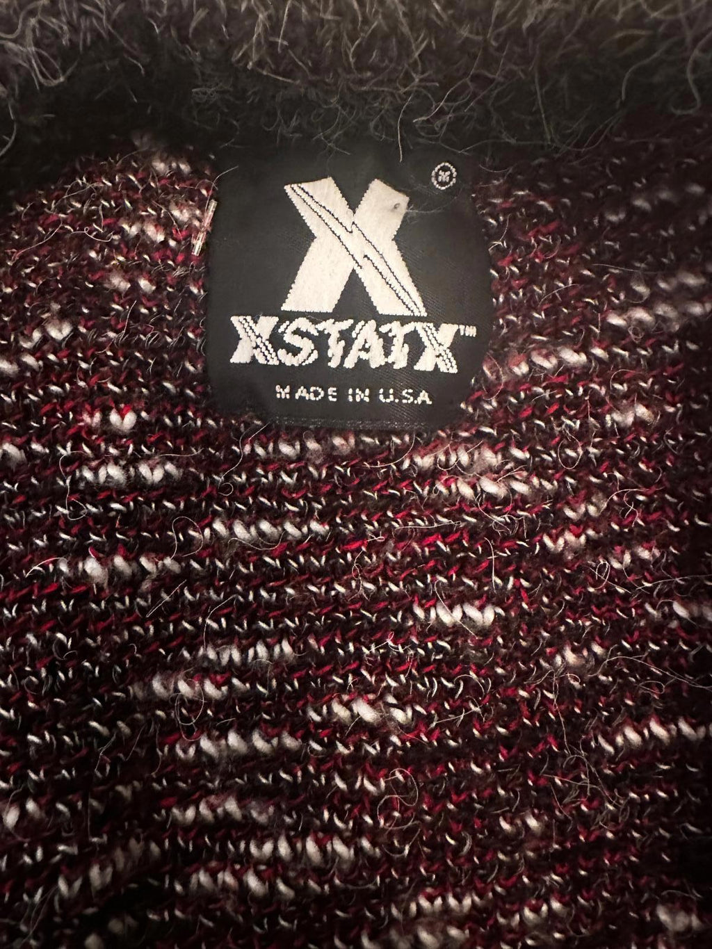 Vintage XSTATX USA Black Geo Knit Cardigan XXL