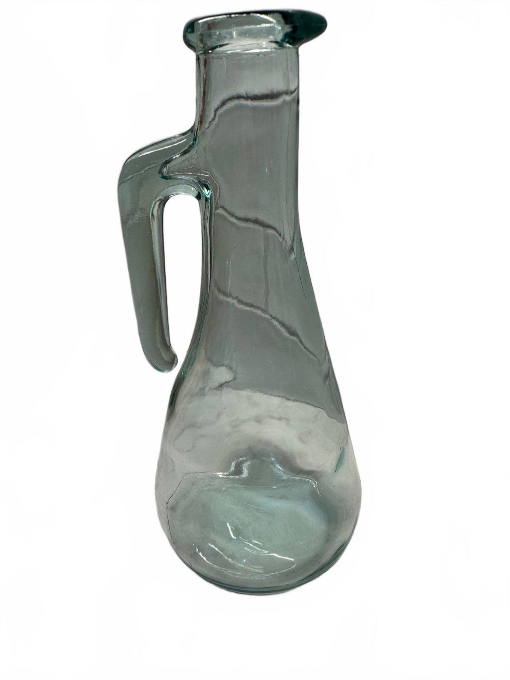 Vintage Green Glass Cruet Bottle w Handle