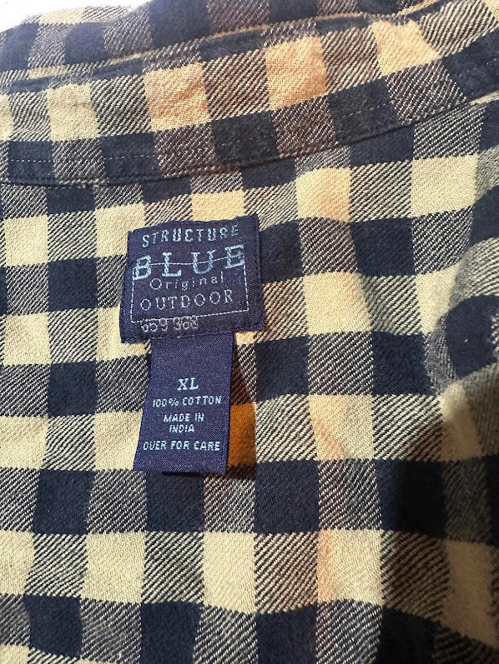 Men’s Structure Blue Original Outdoor Plaid Flannel XL