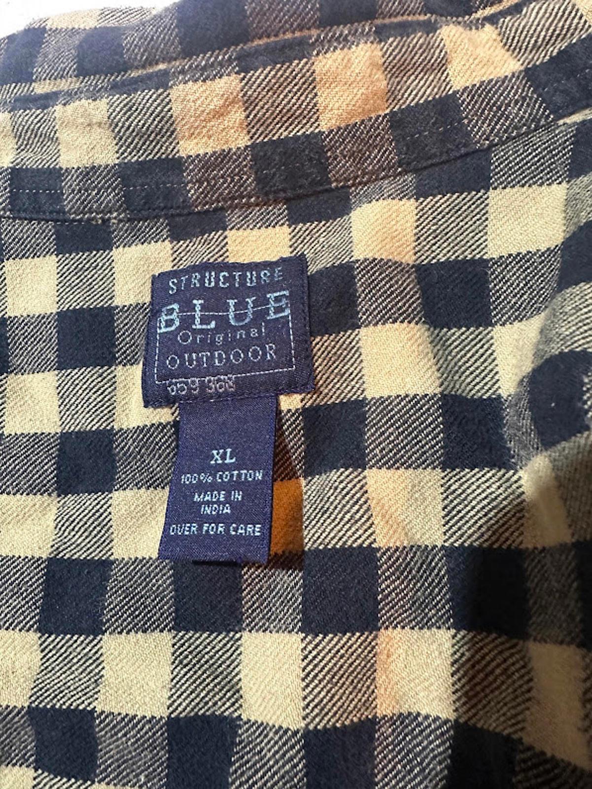 Men’s Structure Blue Original Outdoor Plaid Flannel XL