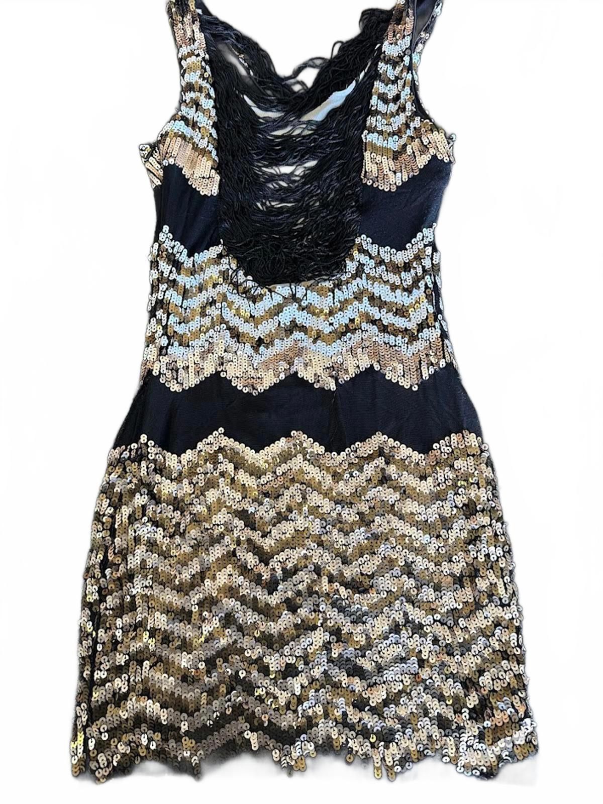 Bebe Sequin Fringe Cocktail Dress XS