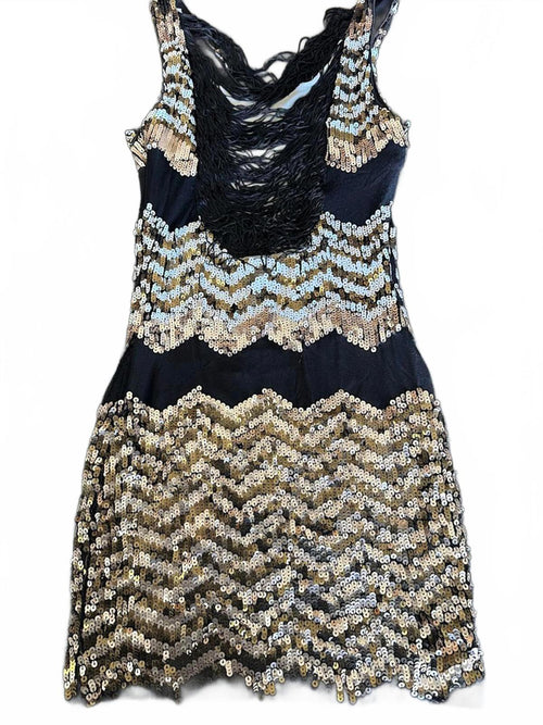 Bebe Sequin Fringe Cocktail Dress XS