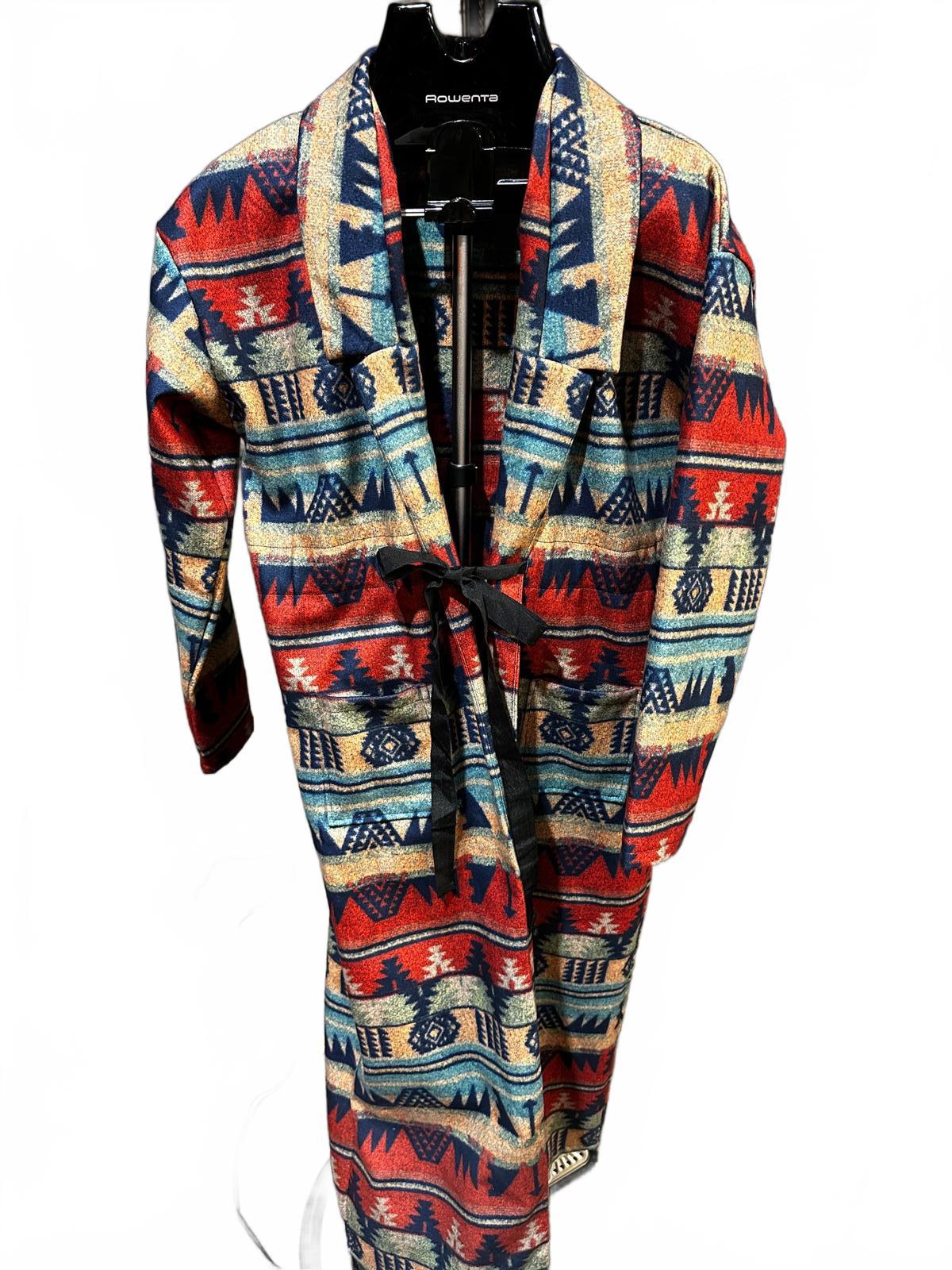 Southwestern Aztec Belted Coat Wool BlendJacket Size L – Pendleton Style 90s