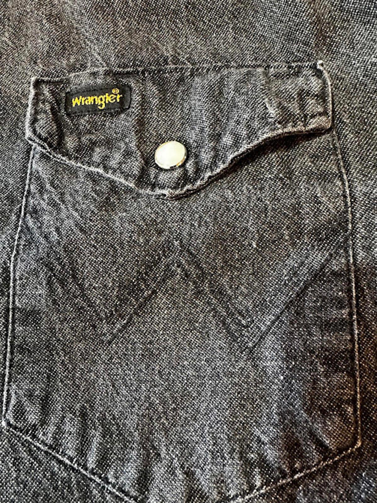 Wrangler Black Denim Western Snap Shirt Men M-L