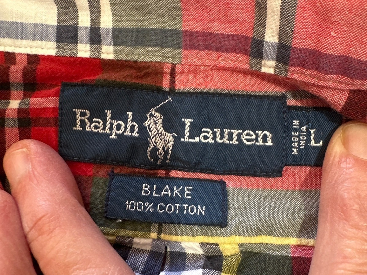 Ralph Lauren Red Plaid Button Down Shirt Men's XL