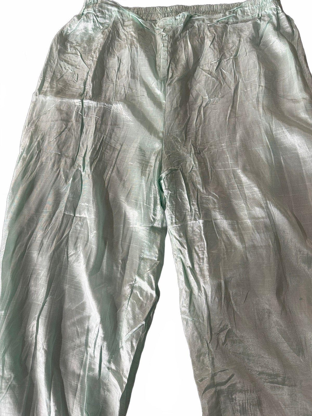 Mint Green Shimmer Pull-On Wide Leg Pants