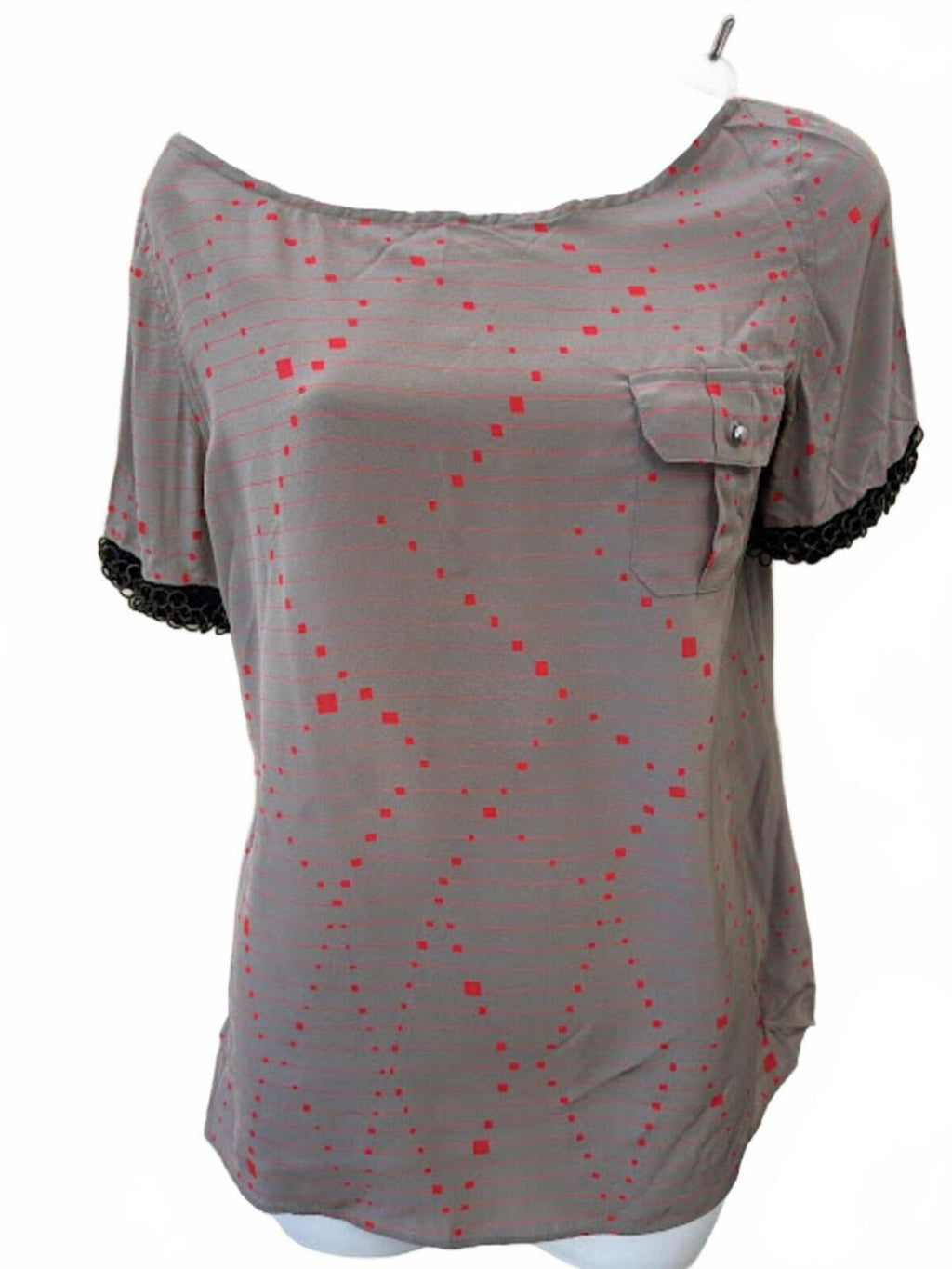 Vena Cava Silk Blouse Sheer Print Gray Size 2