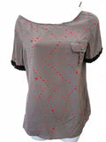 Vena Cava Silk Blouse Sheer Print Gray Size 2
