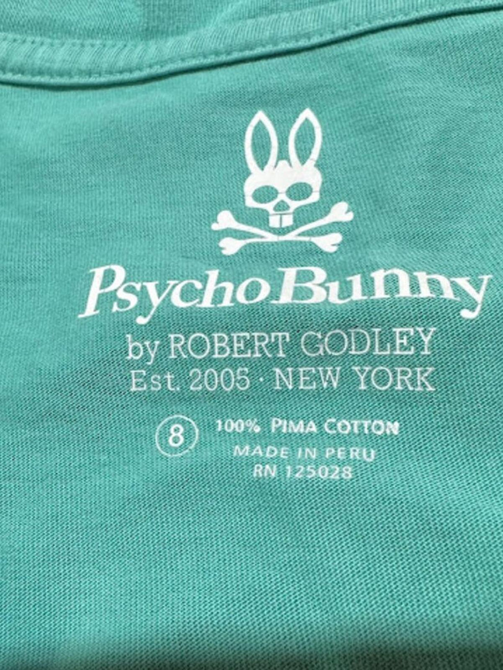 Psycho Bunny V-Neck Tee Turquoise Size 8