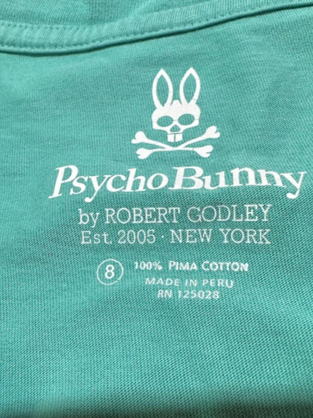 Psycho Bunny V-Neck Tee Turquoise Size 8