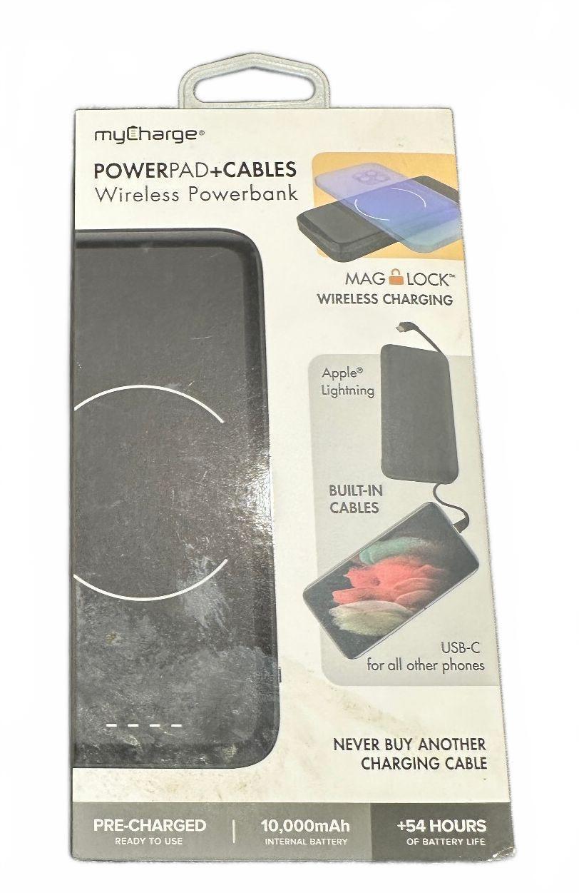 myCharge PowerPad+Cables 10000mAh Power Bank New Sealed