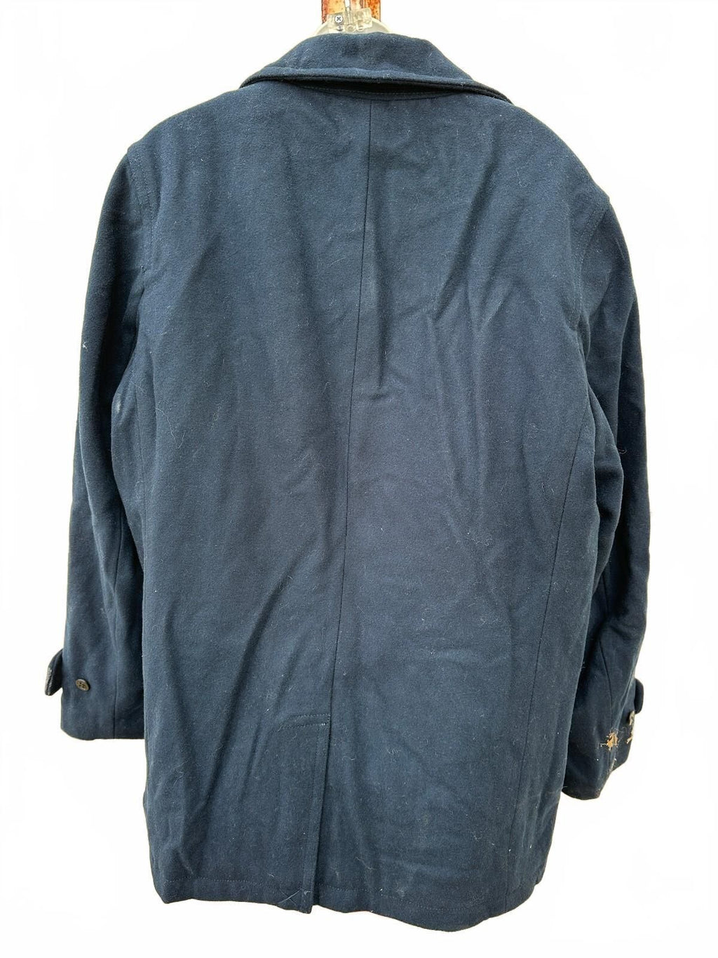 Lands' End Navy Blue Wool Blend Peacoat Size L