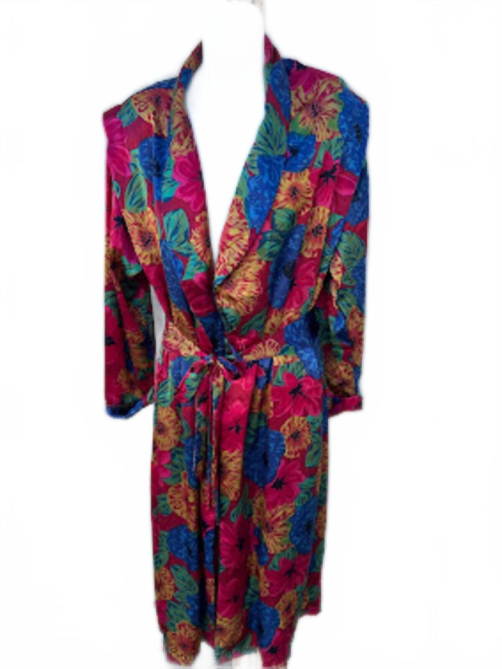 Beth Michael's Silk Floral Wrap Robe Vintage