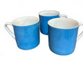 Ceramic Mugs, Set Of 3 Blue & White, 6 oz, Mid Century Modern, Vintage