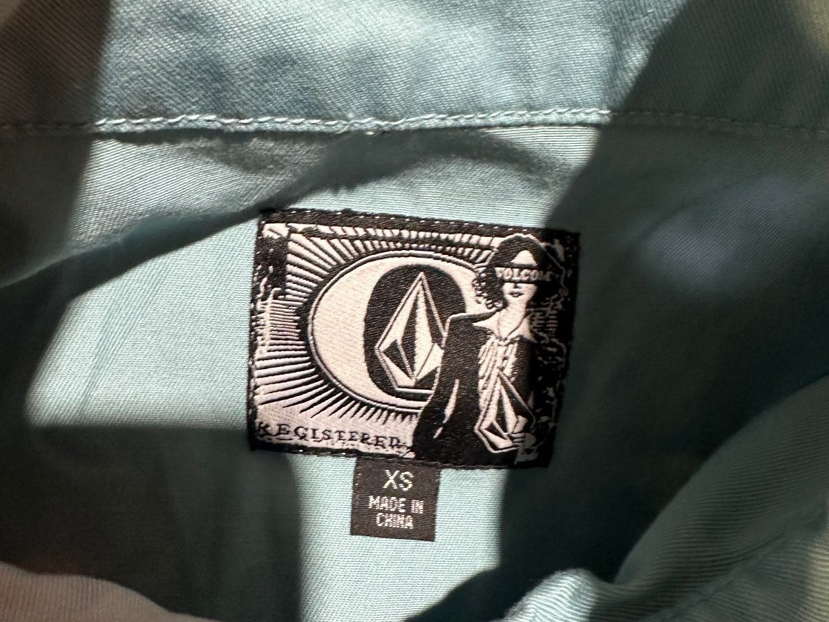 Volcom Women's Blue Moto Jacket XS Zip Cuffs
