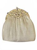 Vintage Gold Lamé Kiss Lock Evening Clutch
