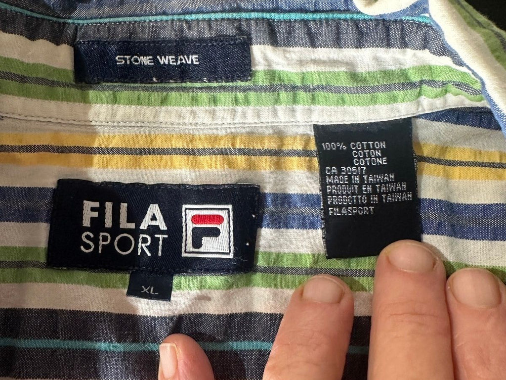 Fila Sport Stone Weave Striped Button Shirt XL