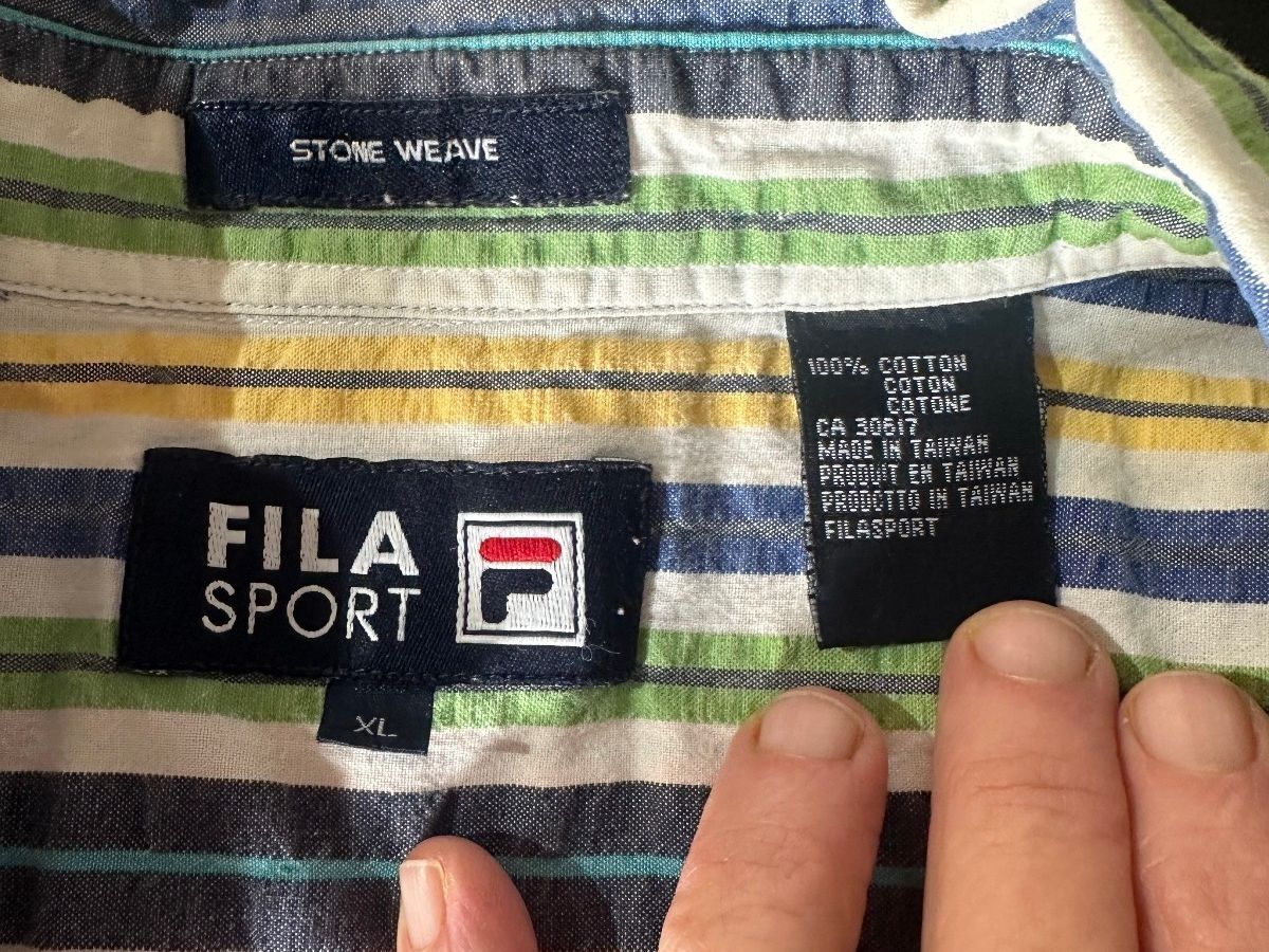 Fila Sport Stone Weave Striped Button Shirt XL