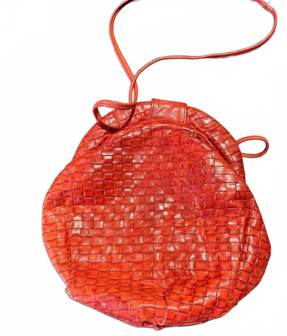 Benelli E Me Woven Faux Leather Orange Crossbody