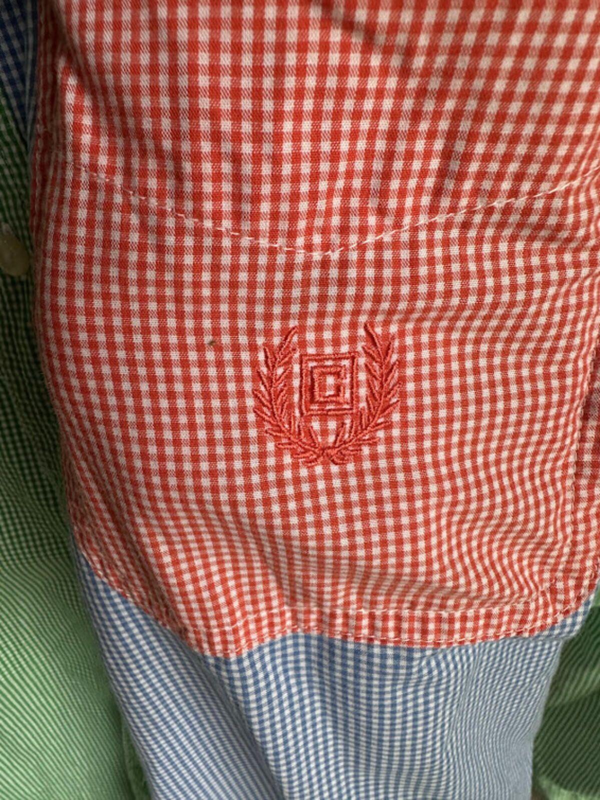 Chaps Colorblock Gingham Shirt L Patchwork