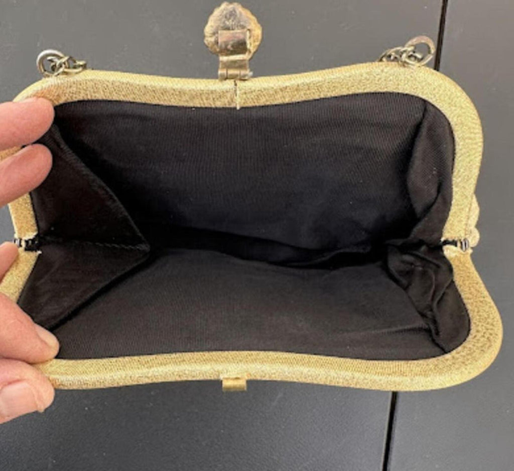 Vintage Gold Lame Evening Bag Chain Strap