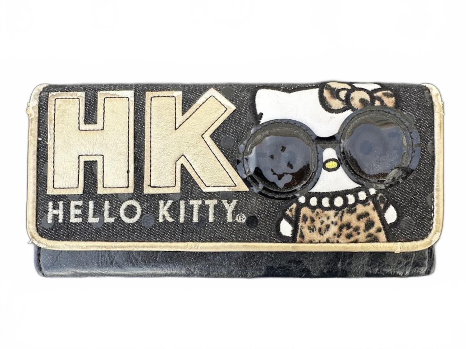 Hello Kitty Faux Leather Wallet Leopard Bow