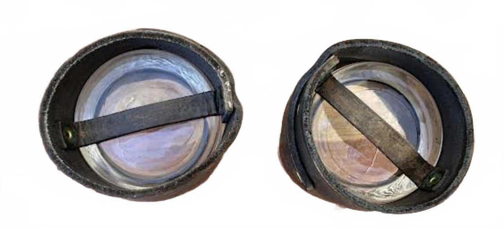 Set of 2 Smoked Glass Tumblers w Leather Holders