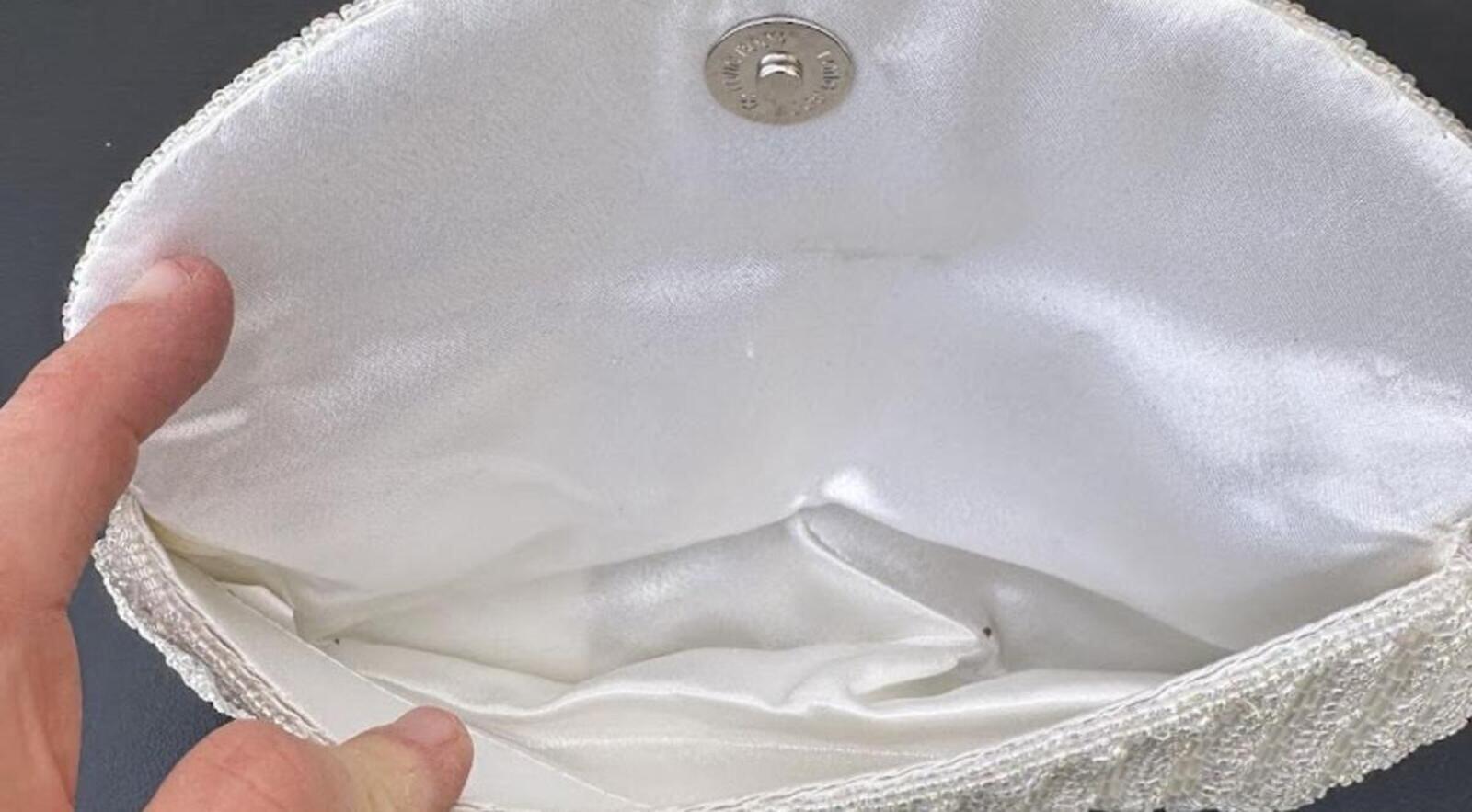 Vintage White Beaded Shoulder Clutch Wedding