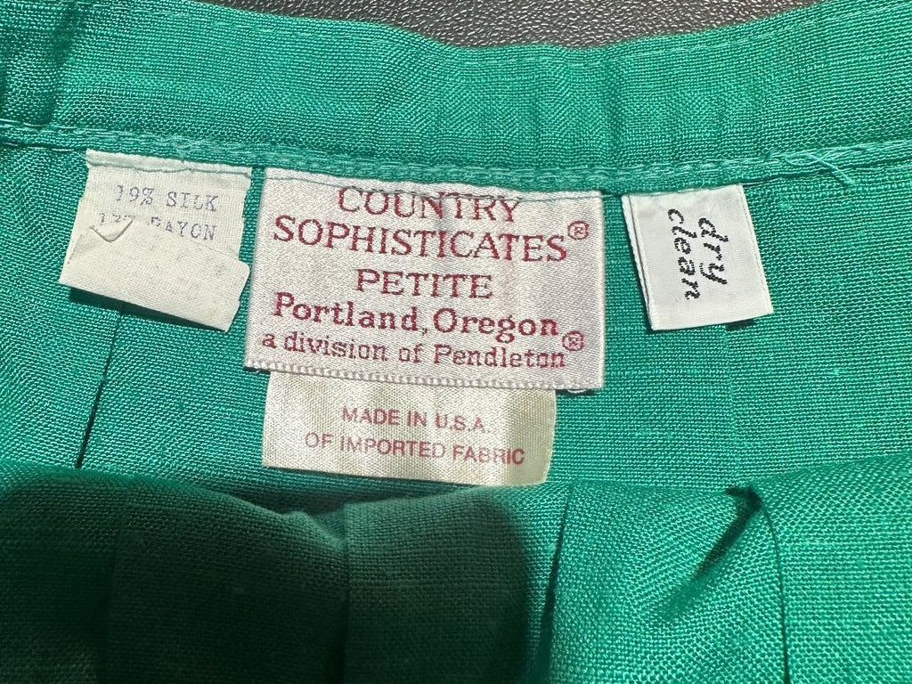 Vintage Country Sophisticates Green Pleated Skirt 10