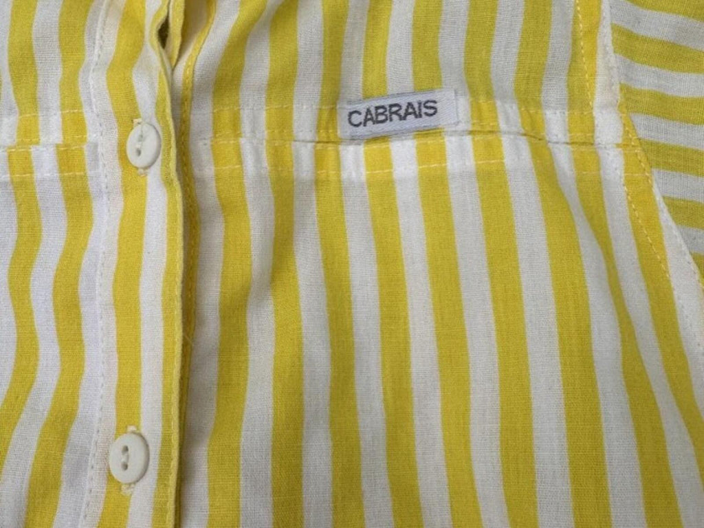 Vintage Cabrais Yellow Stripe Shirt Dress Small