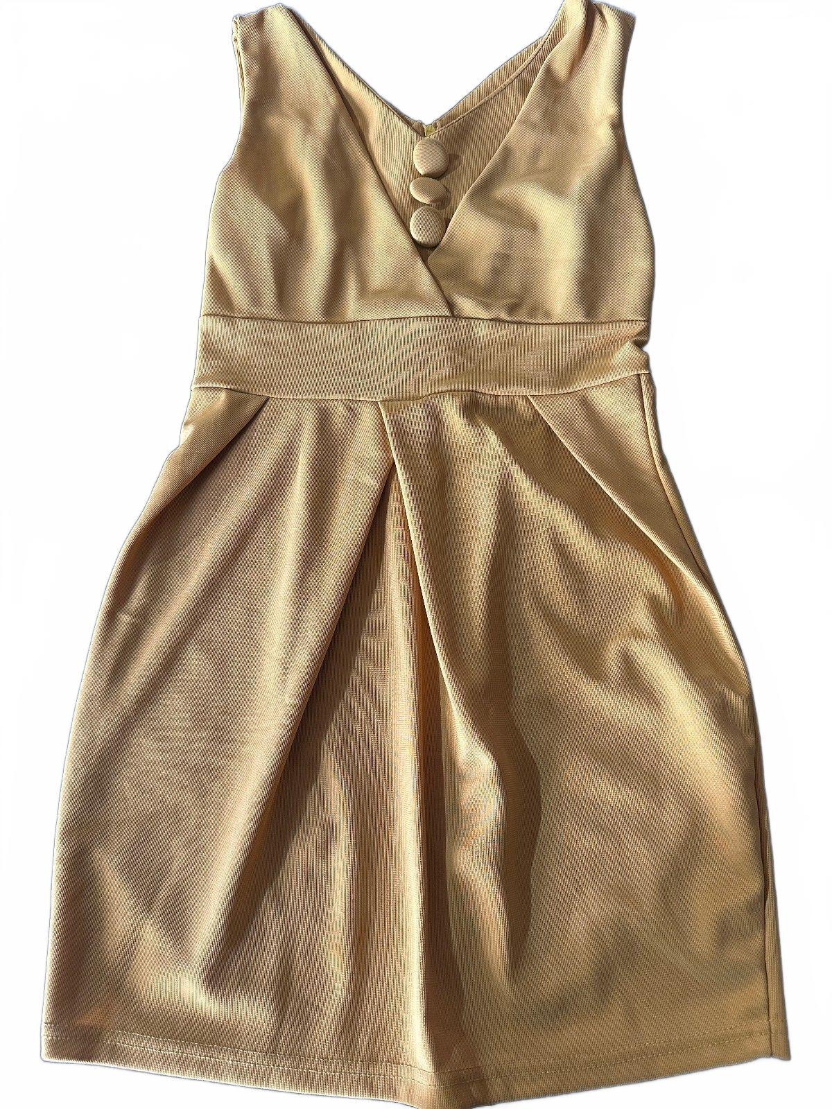 Mustard Sleeveless Knit Sheath Dress S