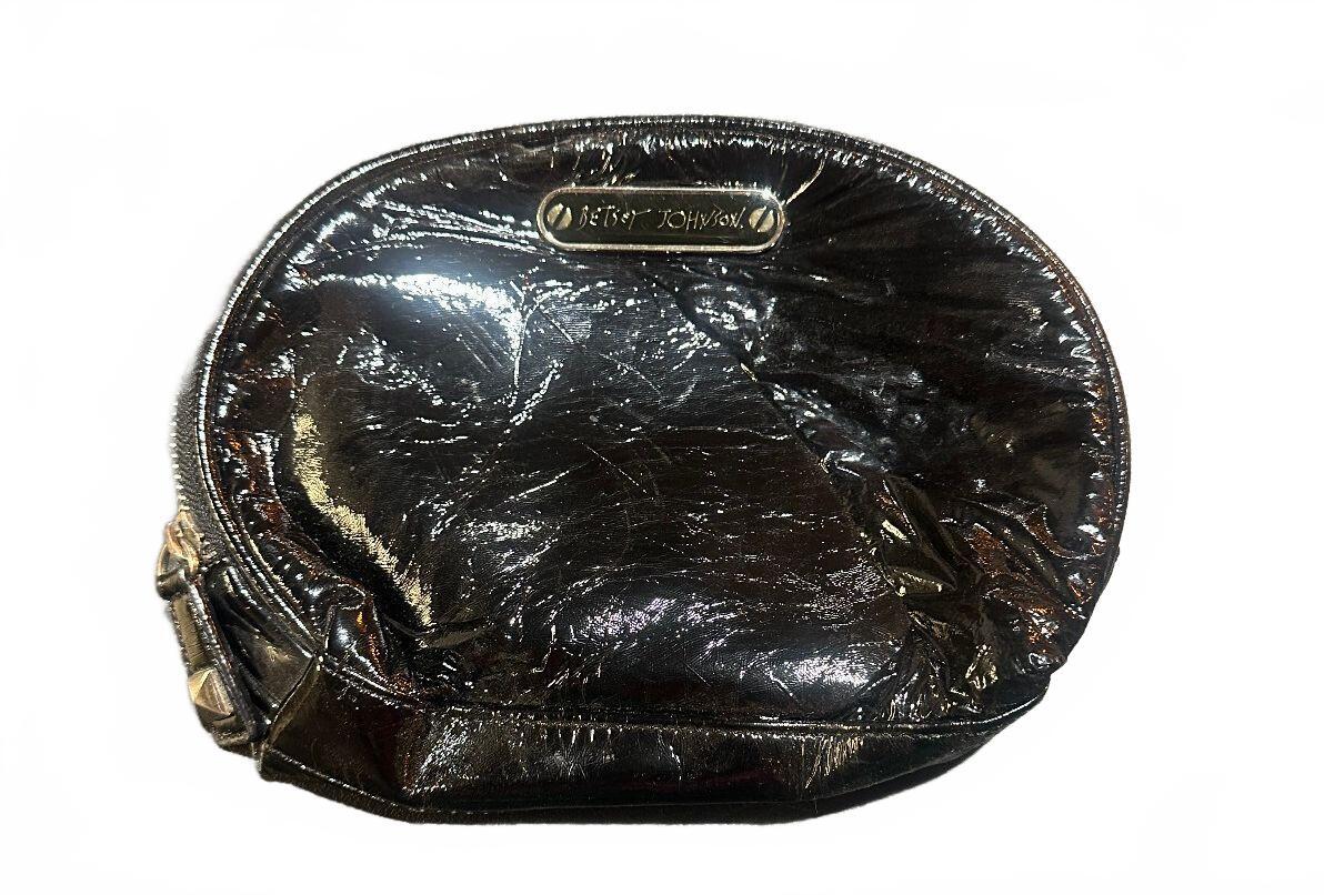 Betsey Johnson Black Patent Cosmetic Clutch