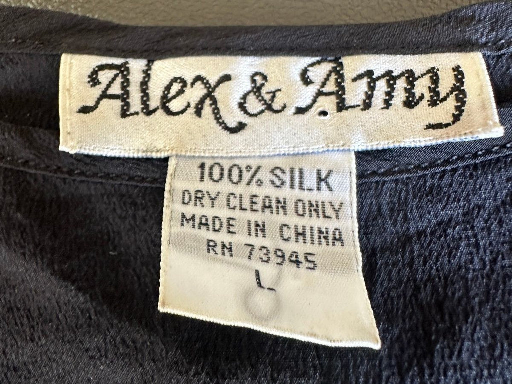 Alex & Amy Black 100% Silk Tank Top Large