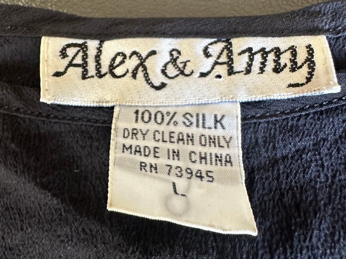 Alex & Amy Black 100% Silk Tank Top Large