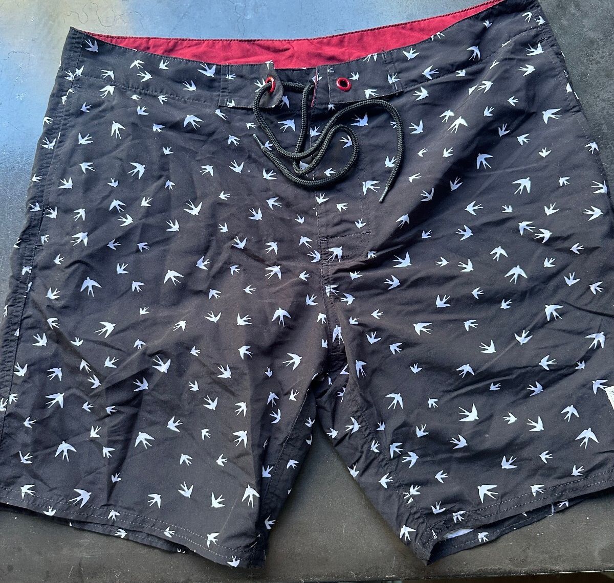 Bird Print Board Shorts Swim Trunks Men's XL