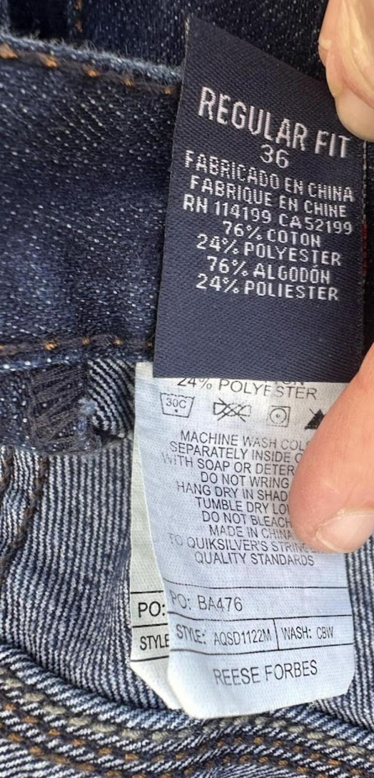 Quiksilver Regular Fit Jeans 36
