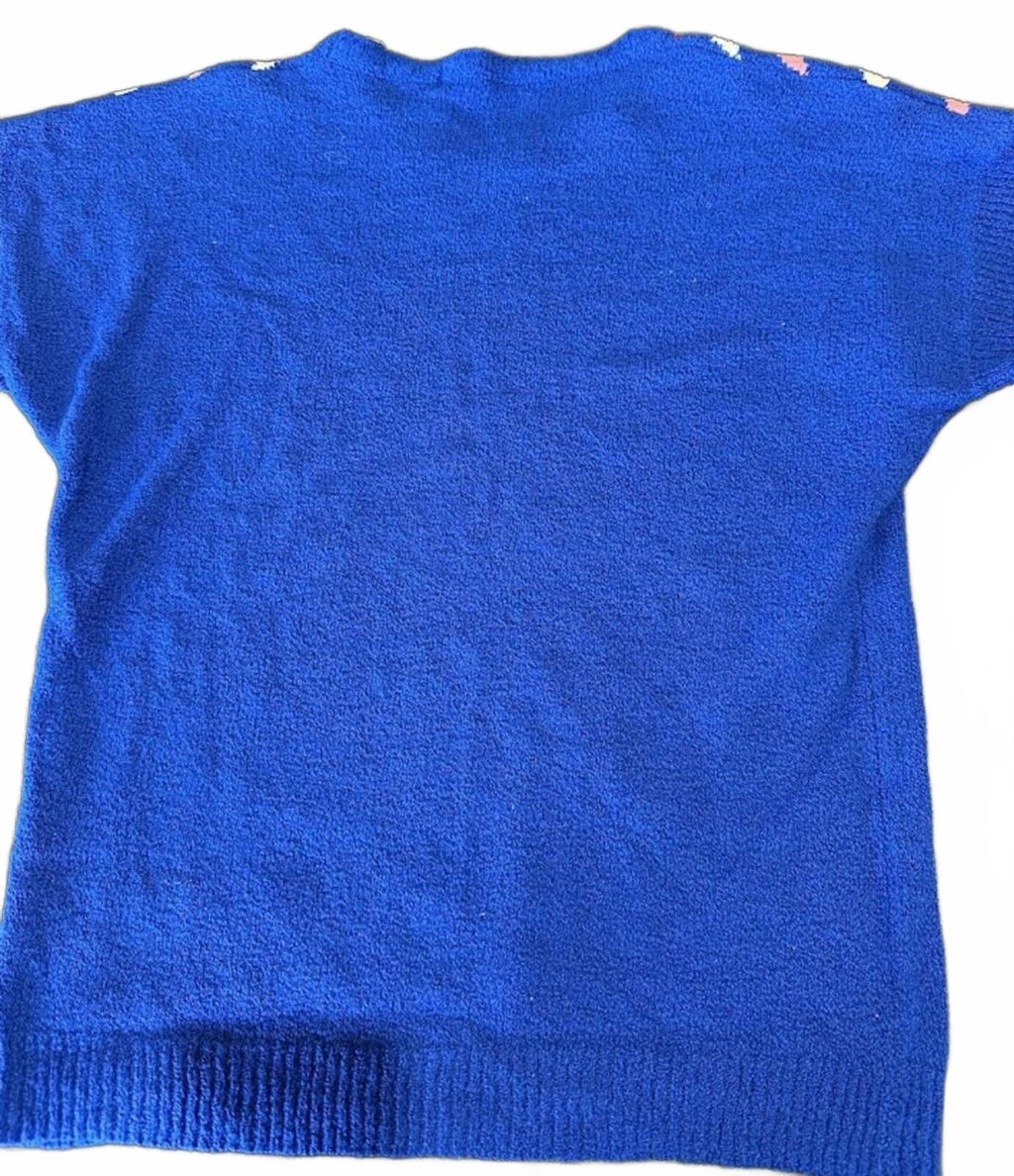 Vintage Blue Short Sleeve Sweater Top