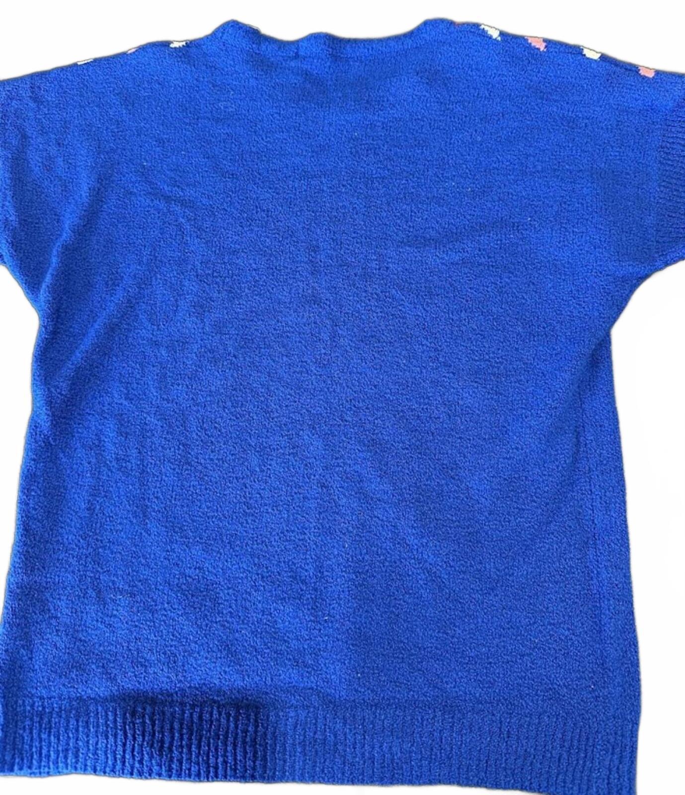 Vintage Blue Short Sleeve Sweater Top