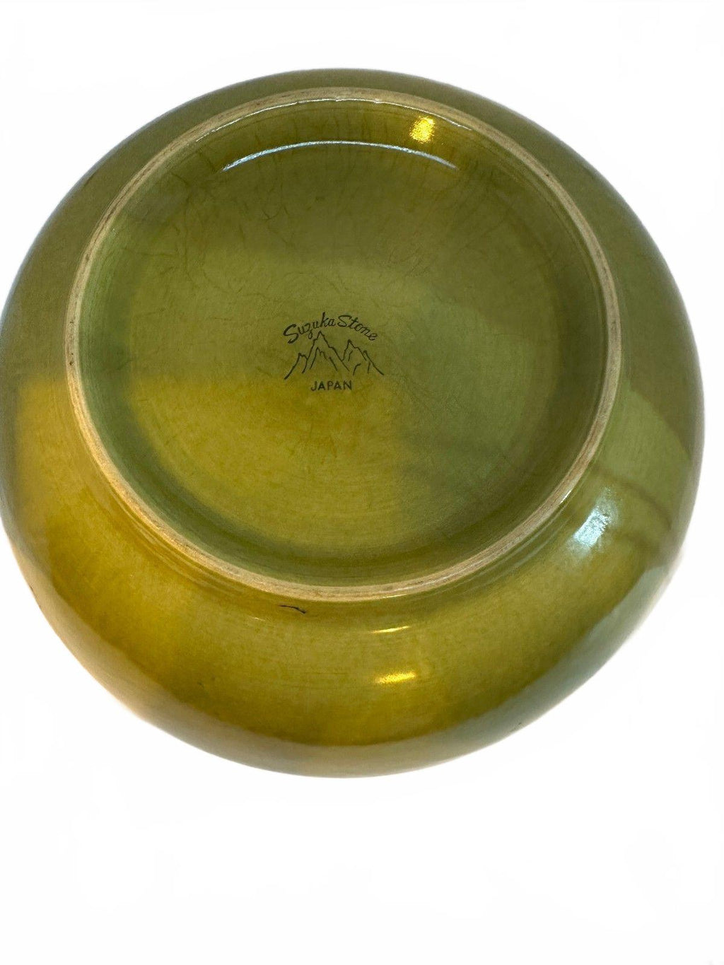 Vintage Senda Stone Japan Green Stoneware Serving Bowl