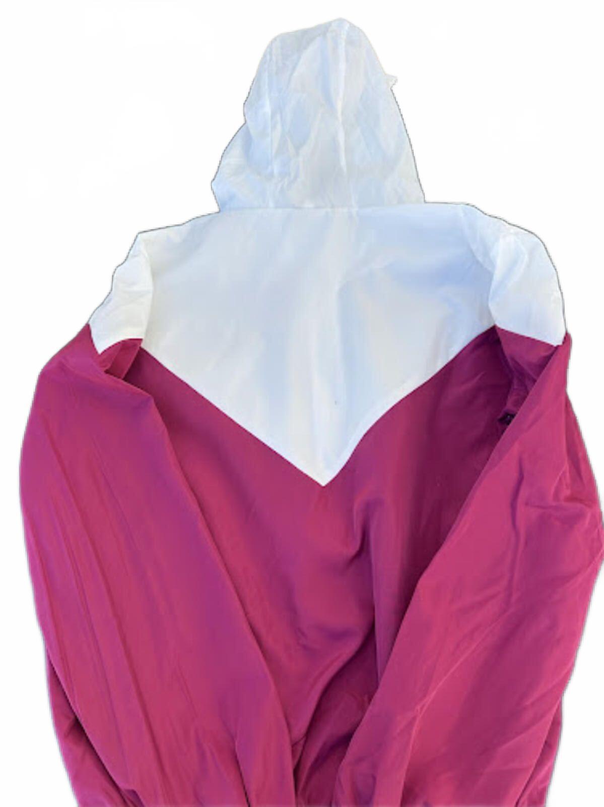 Vintage Pink White Hooded Windbreaker S