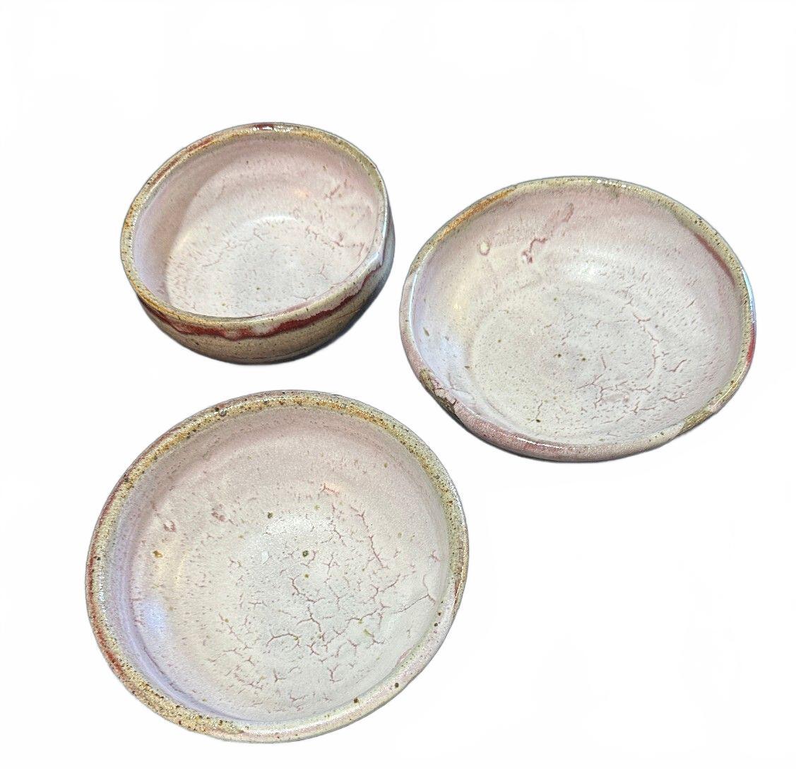 Set of 3 Studio Pottery Stoneware Bowls